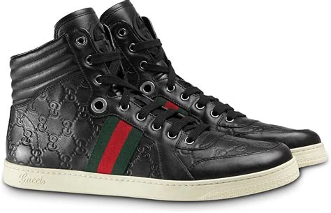 mens black leather gucci sneakers|men black Gucci sneakers price.